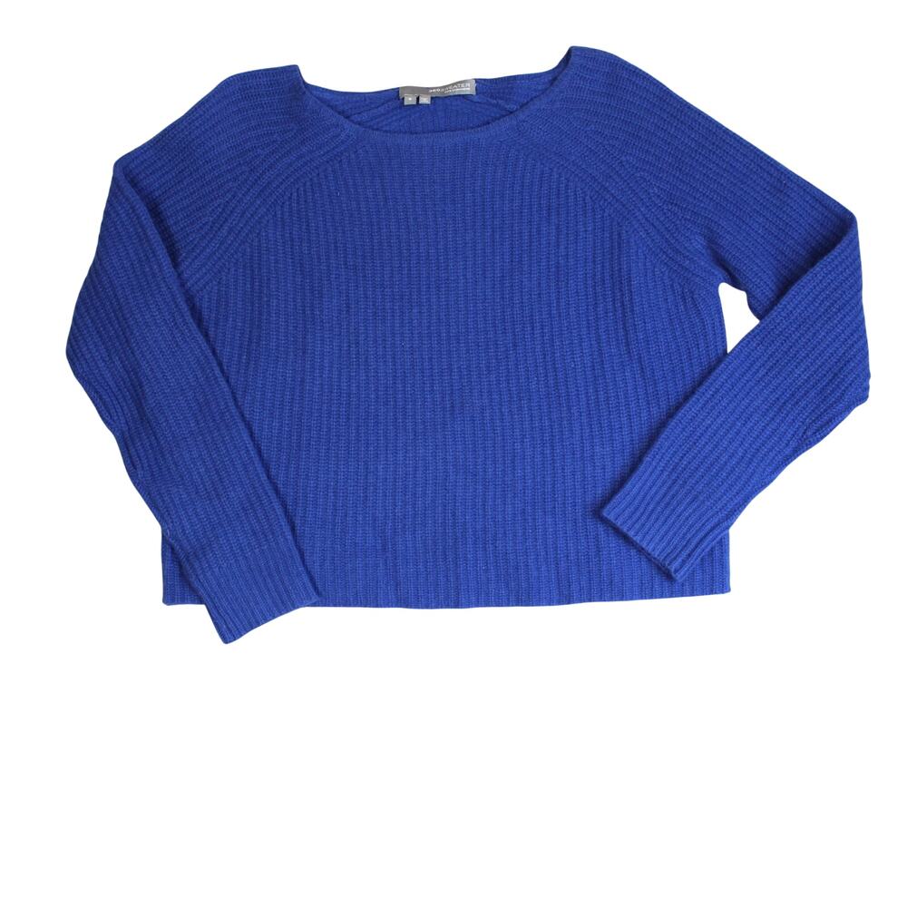 360 Cashmere Sweater Womens Small Blue 100% Cashmere Ribbed Luxury Soft